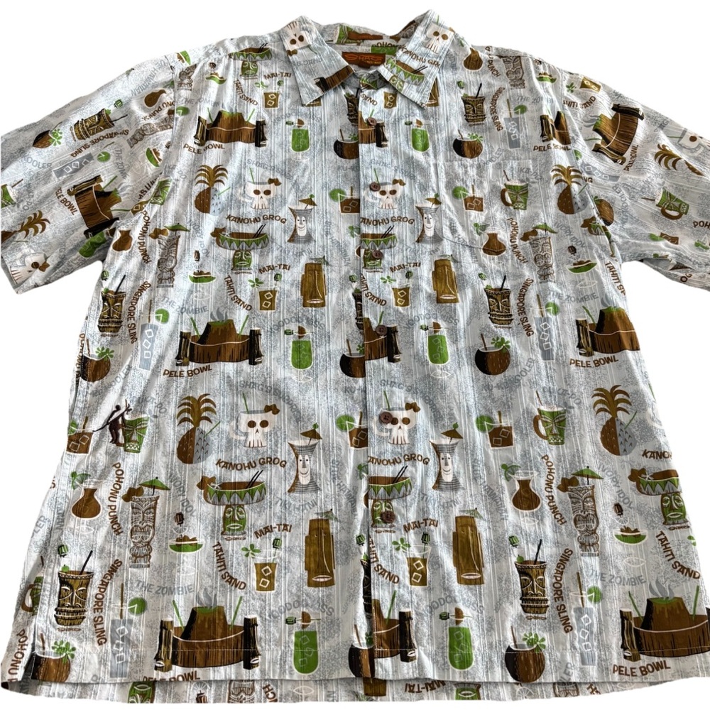 SHAG Island Fever Woven Hawaiian Shirt Sand Toes on the Nose Tiki Blue dream fit